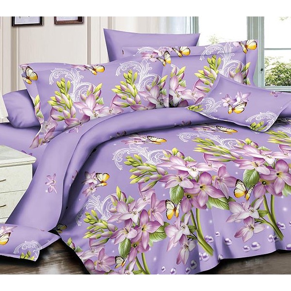 Постельное бельё светло-фиолетовый макосатин серия Грезы