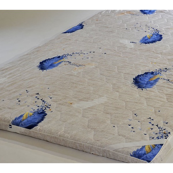 Светло-кремовый полиэстер с синими перьями матраса ппу 5 см толщиной FSD_7622