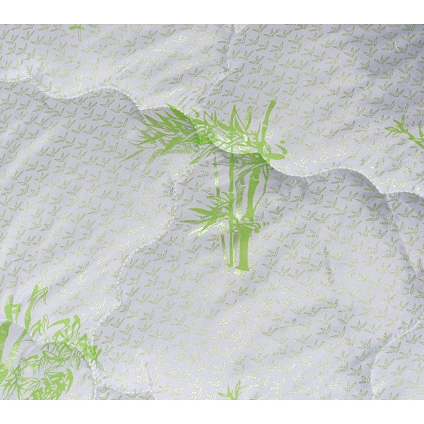 Стеганое одеяло бамбук 300 гр в светлом тике-серебро FSD_3221