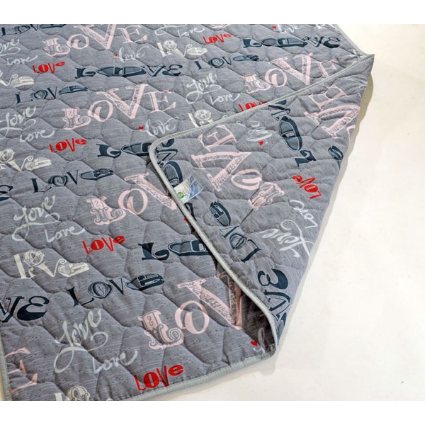 Серо-синее одеяло Ностальжи с разноцветными буквами FSD_3947-