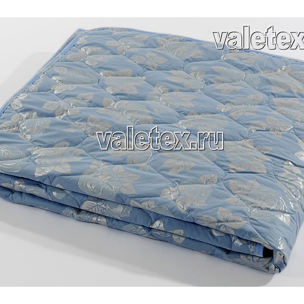 Стеганое одеяло овечья шерсть 300 гр темно-голубой тик FSC_3346