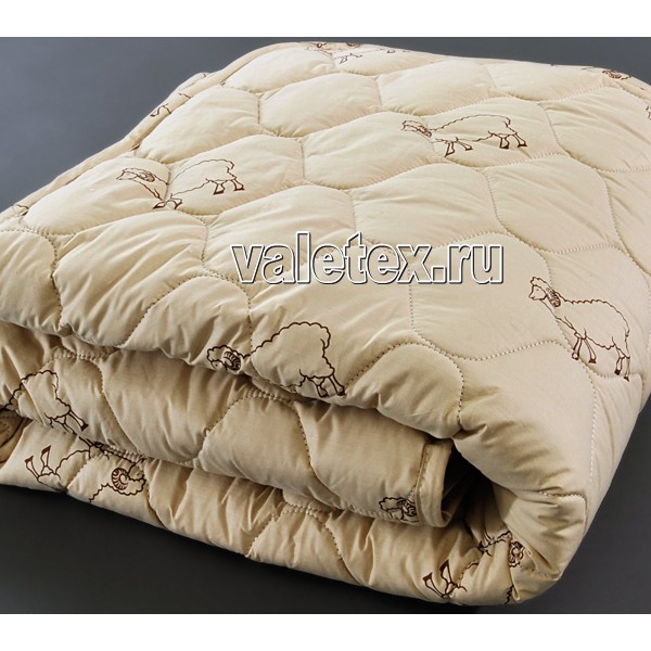 Стеганое одеяло овечья шерсть 300 гр светло-бежевый тик DSC_4518