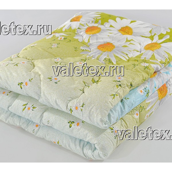 Ватное одеяло в Шуйской бязи бело-зеленоватый перелив с большими цветами Валетекс fsc_0617