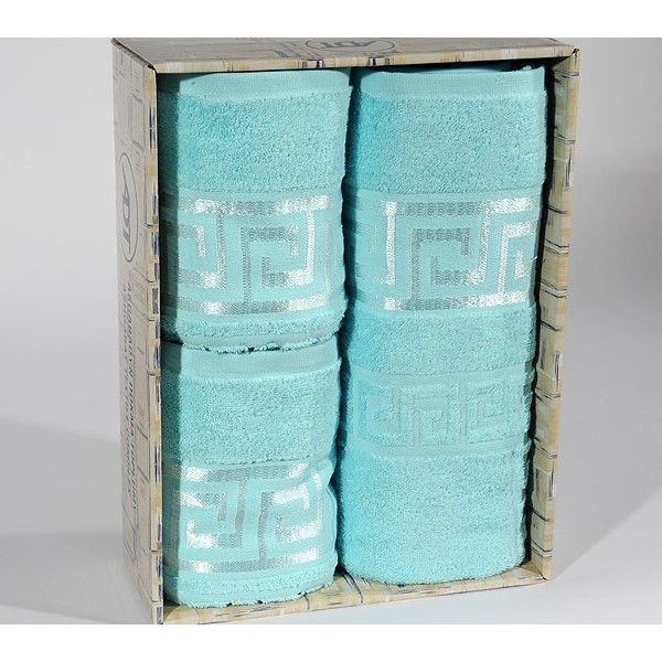 Набор из трёх голубых махровых полотенец FSD_9172