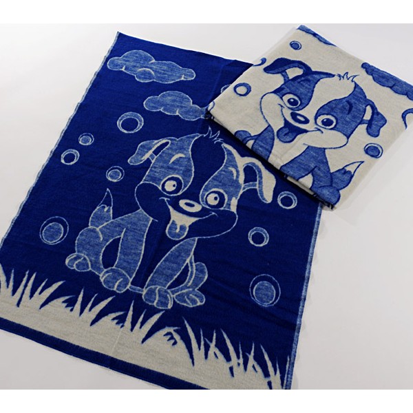 Детское одеяло полушерстяное сине-белое FSD_3428