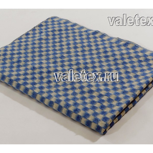 Детское байковое одеяло клетка синее