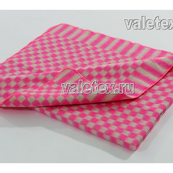 Детское байковое одеяло клетка розово-белое