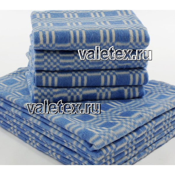 Детское байковое одеяло клетка сине-белое