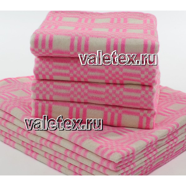 Детское байковое одеяло клетка розовато-белое