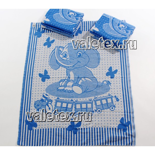 Детское байковое одеяло бело-синее