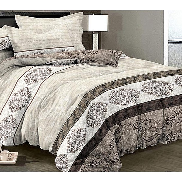 Бежево-коричневый сатин Барокко с темными орнаментами