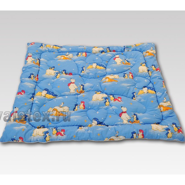 Детское одеяло легкофайбер бязь голубой