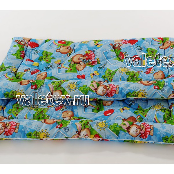 Детское одеяло свёрнутое вата хлопковая бязь сине-зелёное