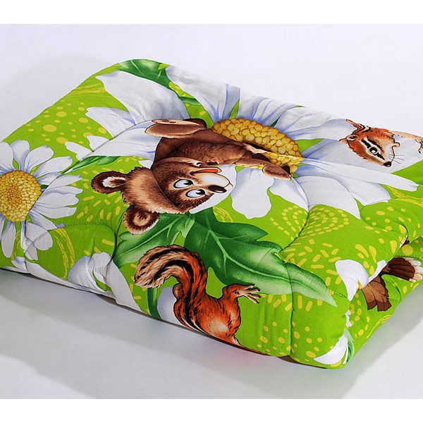 Светло-зеленая бязь эксклюзив с цветами и животными тигрята медвежата FSD_7473