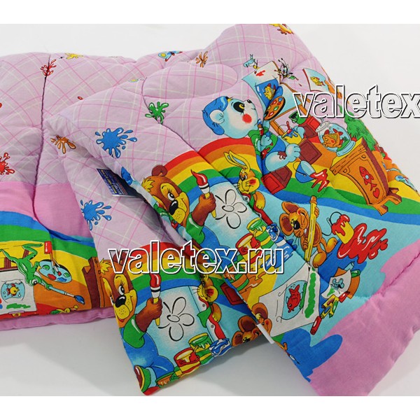 Детское одеяло свёрнутое вата хлопковая бязь светло-розовое