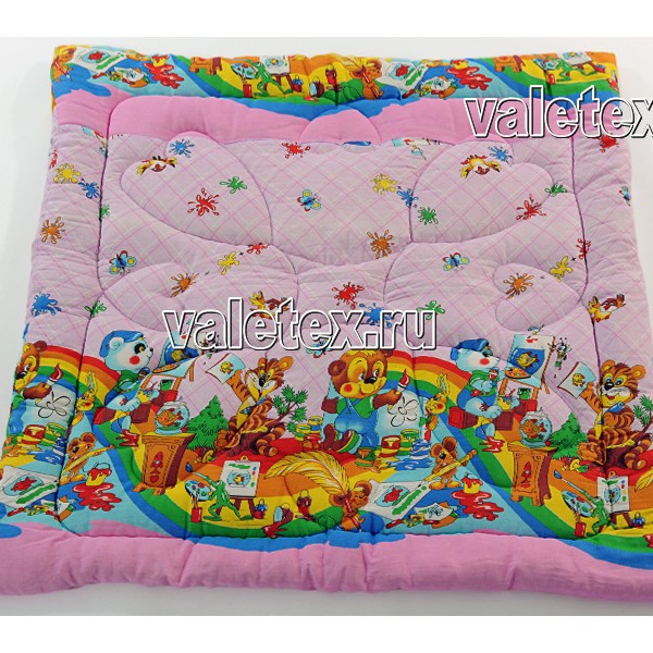 Детское одеяло вата хлопковая бязь светло-розовое