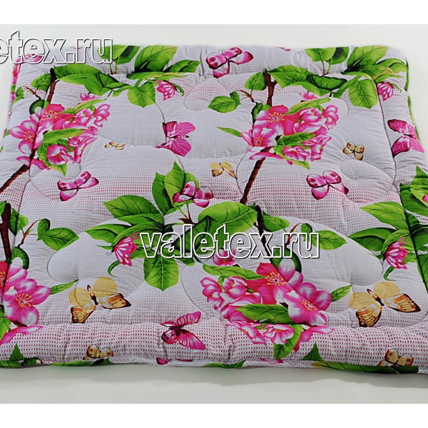 Детское одеяло вата хлопковая сатин белое с цветами