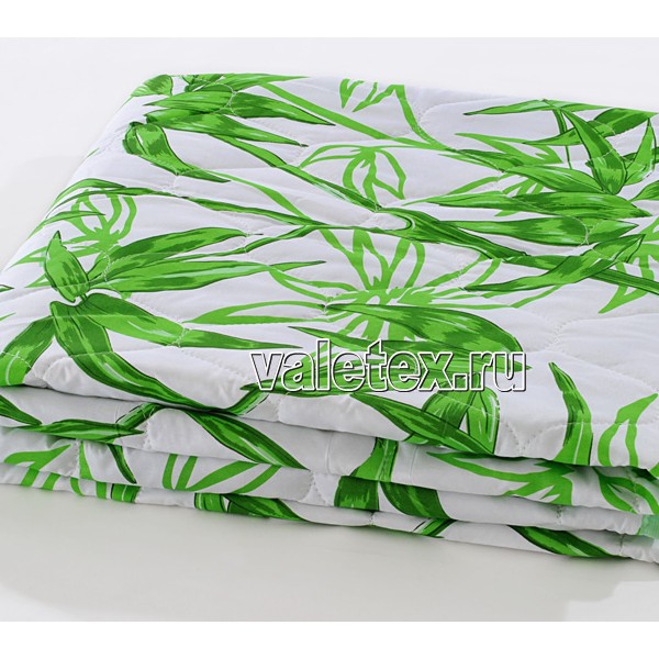 Детское одеяло бамбук в поплине бело-зелёное