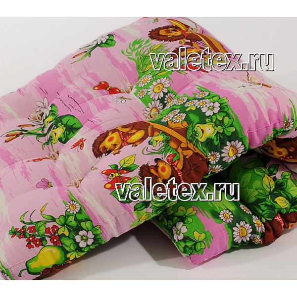 Детский матрас вата хлопковая бязь розово-зелёный