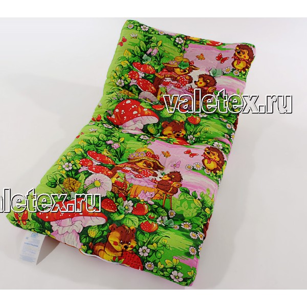 Детский матрас вата хлопковая бязь розово-зелёный