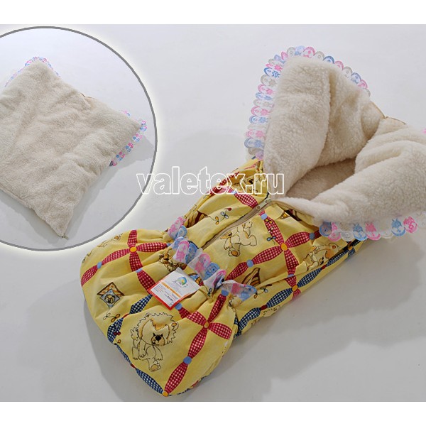 Детский меховой конверт-трансформер овечья шерсть поликоттон