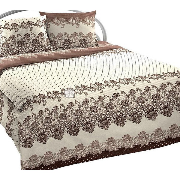 Пододеяльники из кремовой Шуйской бязи с коричневыми рисунками