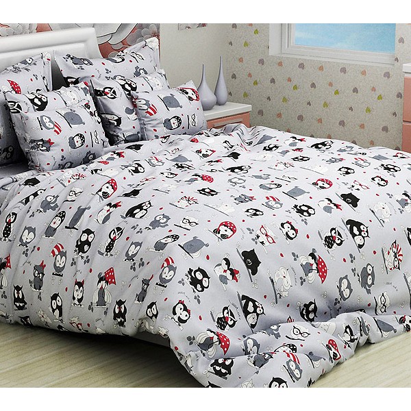 Пододеяльники из светло-серой Шуйской бязи с милыми совами