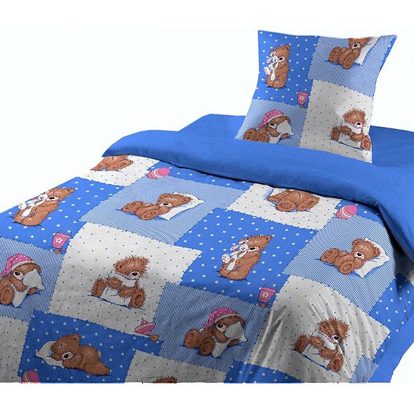Пододеяльники из Шуйской бязи с плюшевыми медведями и синим компаньоном