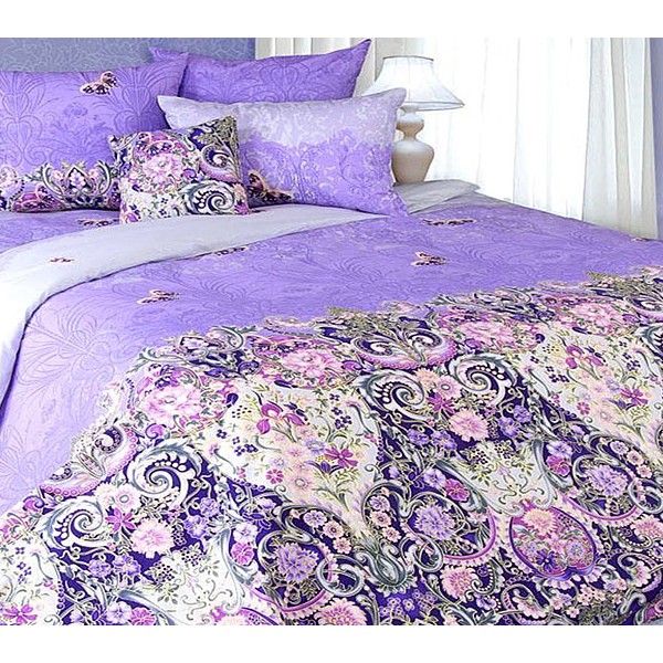 Фиолетовая перкаль Мадонна со сложными рисунками и с белым компаньоном