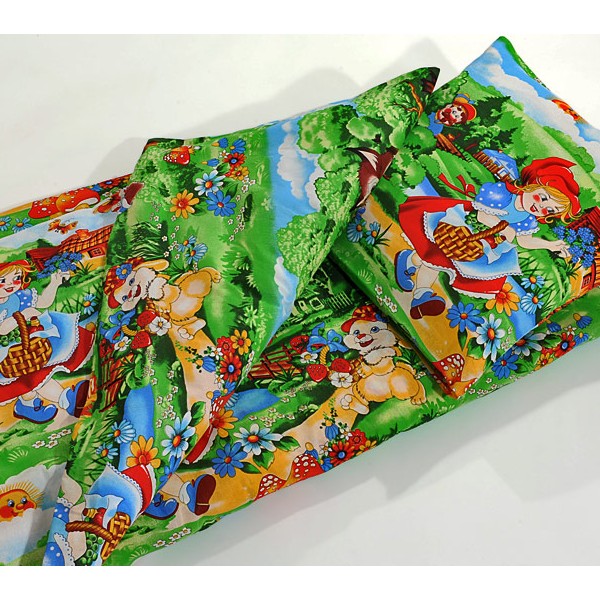 Ярко-зеленая бязь эксклюзив с мультяшными персонажами