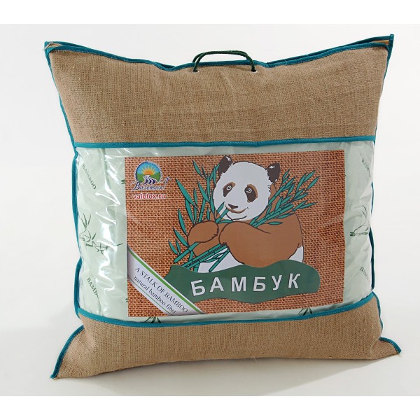 Подушка Бамбук в упаковке двухкамерный чехол тик и сатин Валетекс ESC_7844