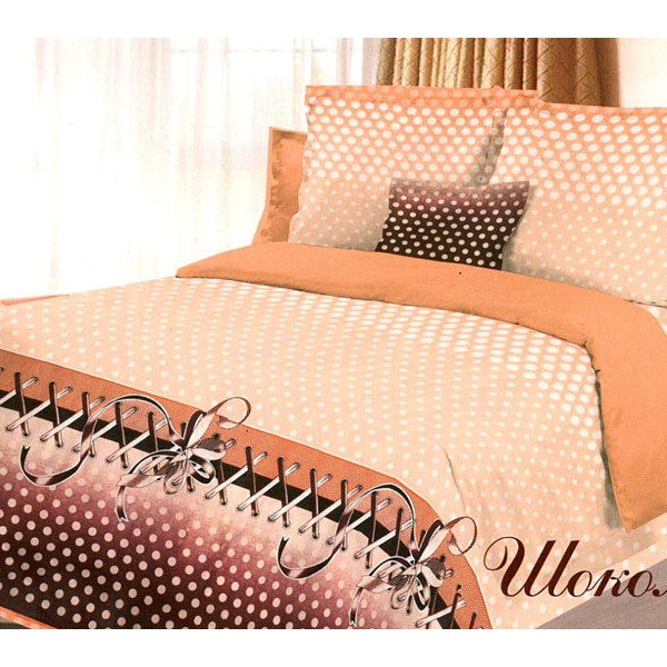 Светло-бежевая бязь в белый горошек серии Шоколад с однотонным компаньоном