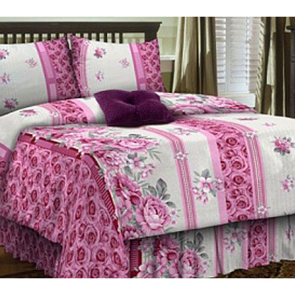 Сливочно-розовая бязь с большими розами