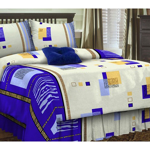 Белая бязь с сине-желтой абстракцией