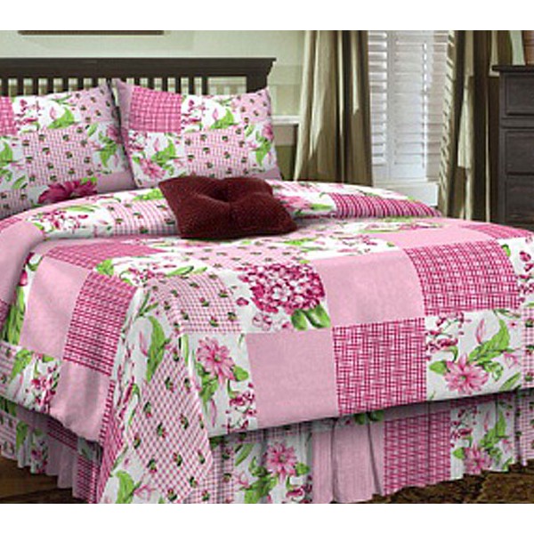 Бязь бело-розовая с стиле пэтчворк