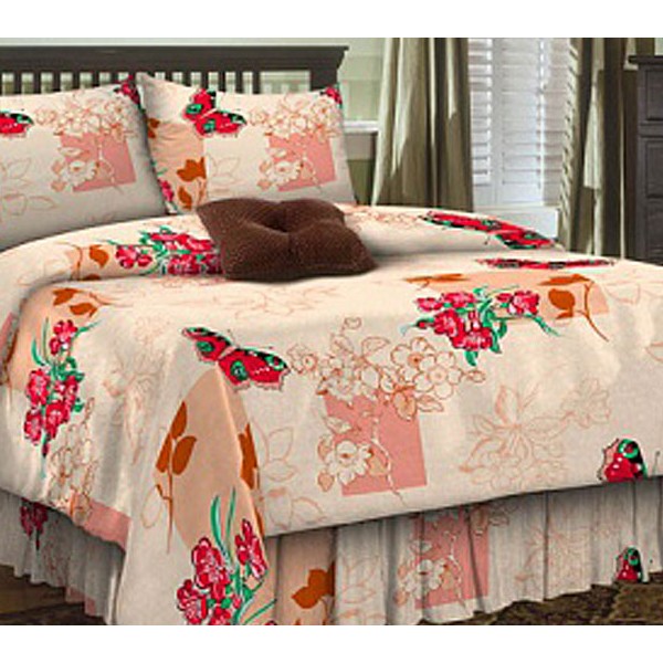 Наволочки из светло-бежевой бязи с красными цветами