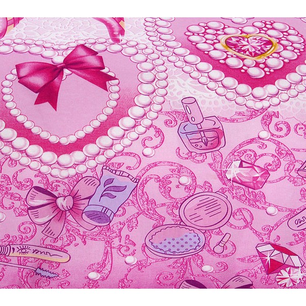 Светло-розовая бязь Блеск с рисунками украшений