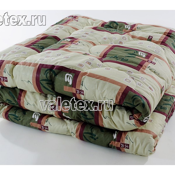 Одеяло серии Лето легкофайбер в полиэстере светло-зеленоватое с красивыс орнаментом Валетекс ESC_8902