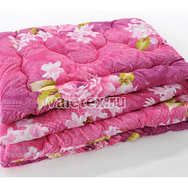 Одеяло серии Лето легкофайбер в полиэстере розовый с цветами Валетекс DSC_1365