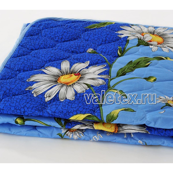 Одеяло серии Весна легкофайбер стёганный полиэстер сине-голубой с большимим цветами Валетекс DSC_3744