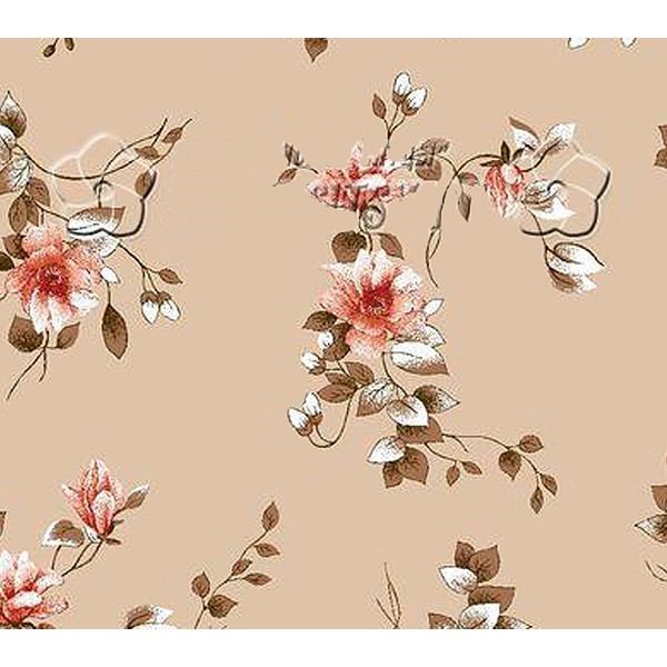 Бежевая шуйская бязь с розовыми цветами