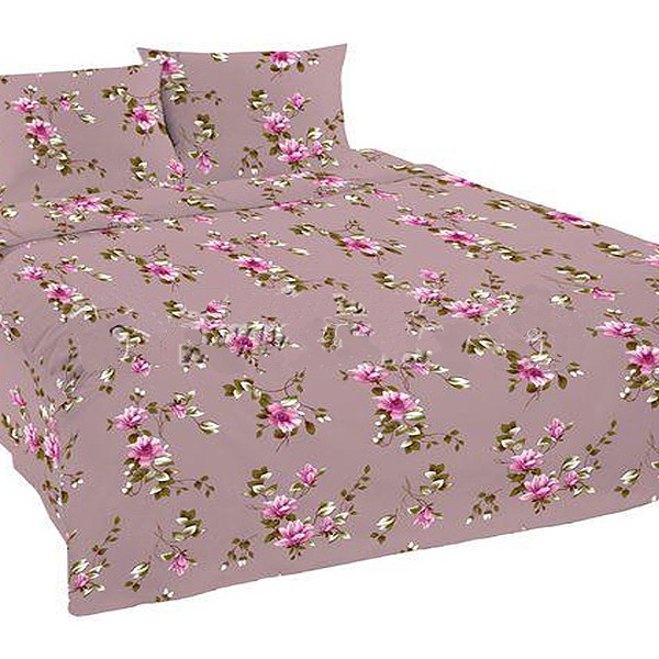 Пододеяльники из серо-бордовой шуйской бязи с бело-розовыми цветами