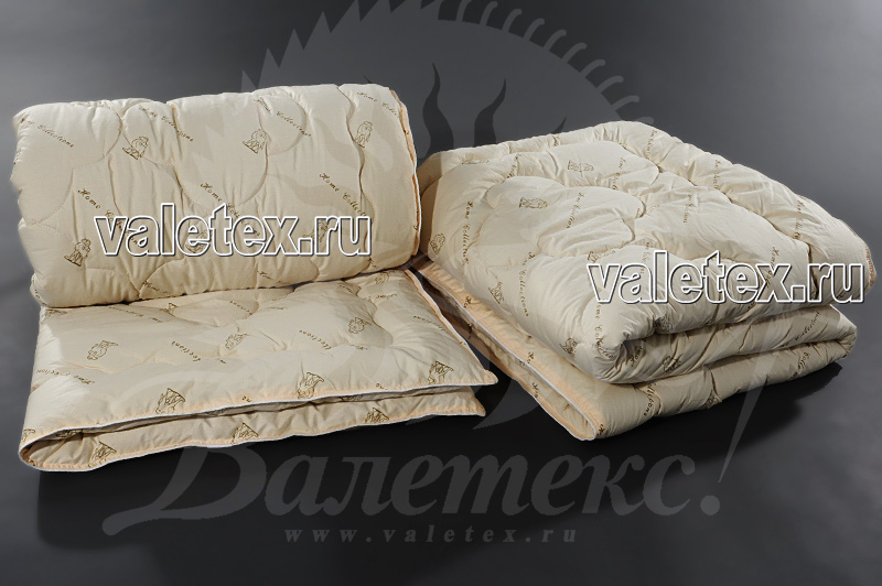 Одеяла чёсаный верблюжий пух в светло-кремовом тике от Валетекс