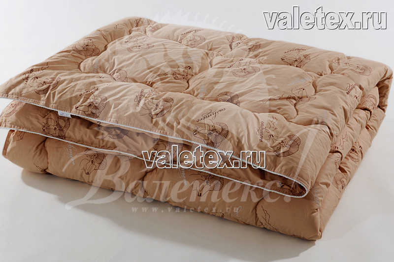 Зимнее одеяло из овечьей шерсти в тике с кантом от производителя