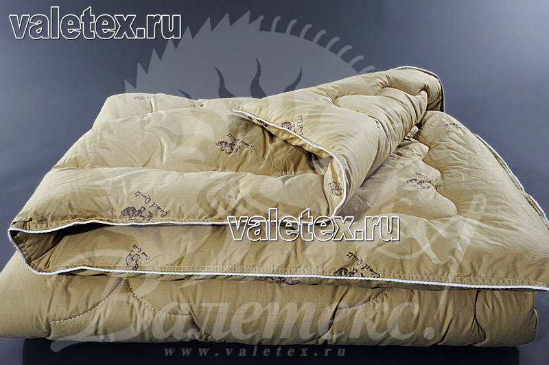 Одеяло серо-жёлтый тик хб с чёсаным верблюжьим пухом от Валетекс