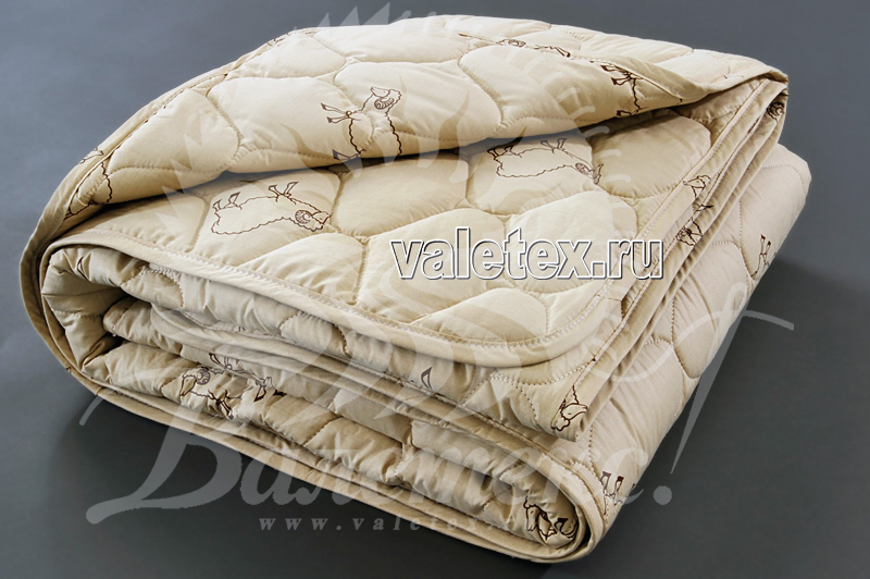 Одеяло всесезонное овечья шерсть в тике стеганое от производителя