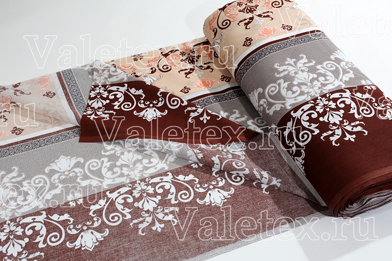 Рулон бязи плотностью 120 грамм/м2 в бордово-сливочных тонах с белым рисунком